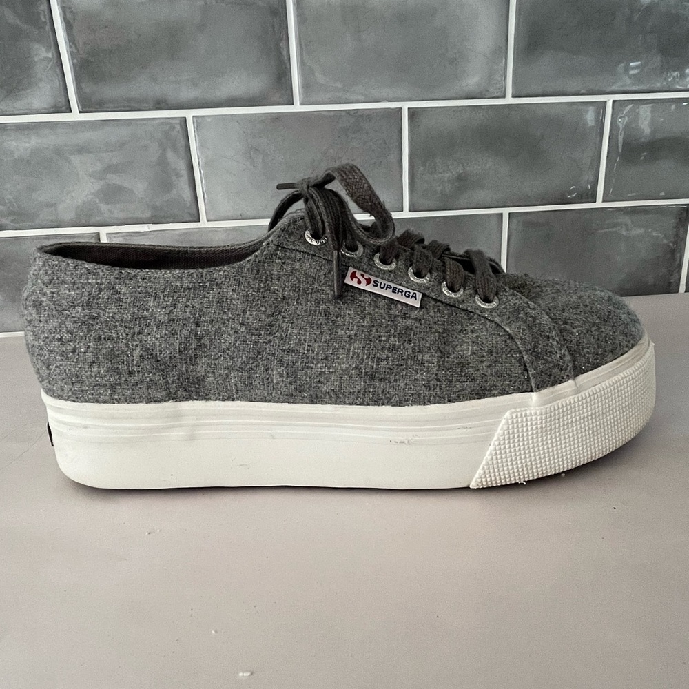 Superga Grey Wool Low Top Shoes Sneakers Unisex Euro 40 US men 7.5 US Women 9